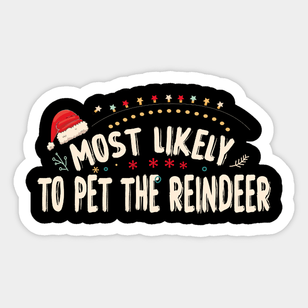 funny Reindeer Family Christmas Holiday santa claus hat Sticker by ARBEEN Art